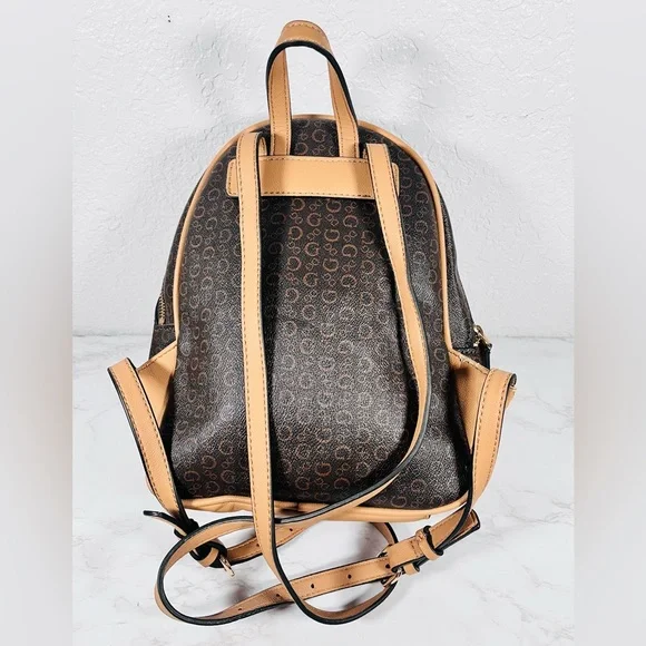 GUESS Monogram Brown and Tan Backpack - Picture 2 of 13